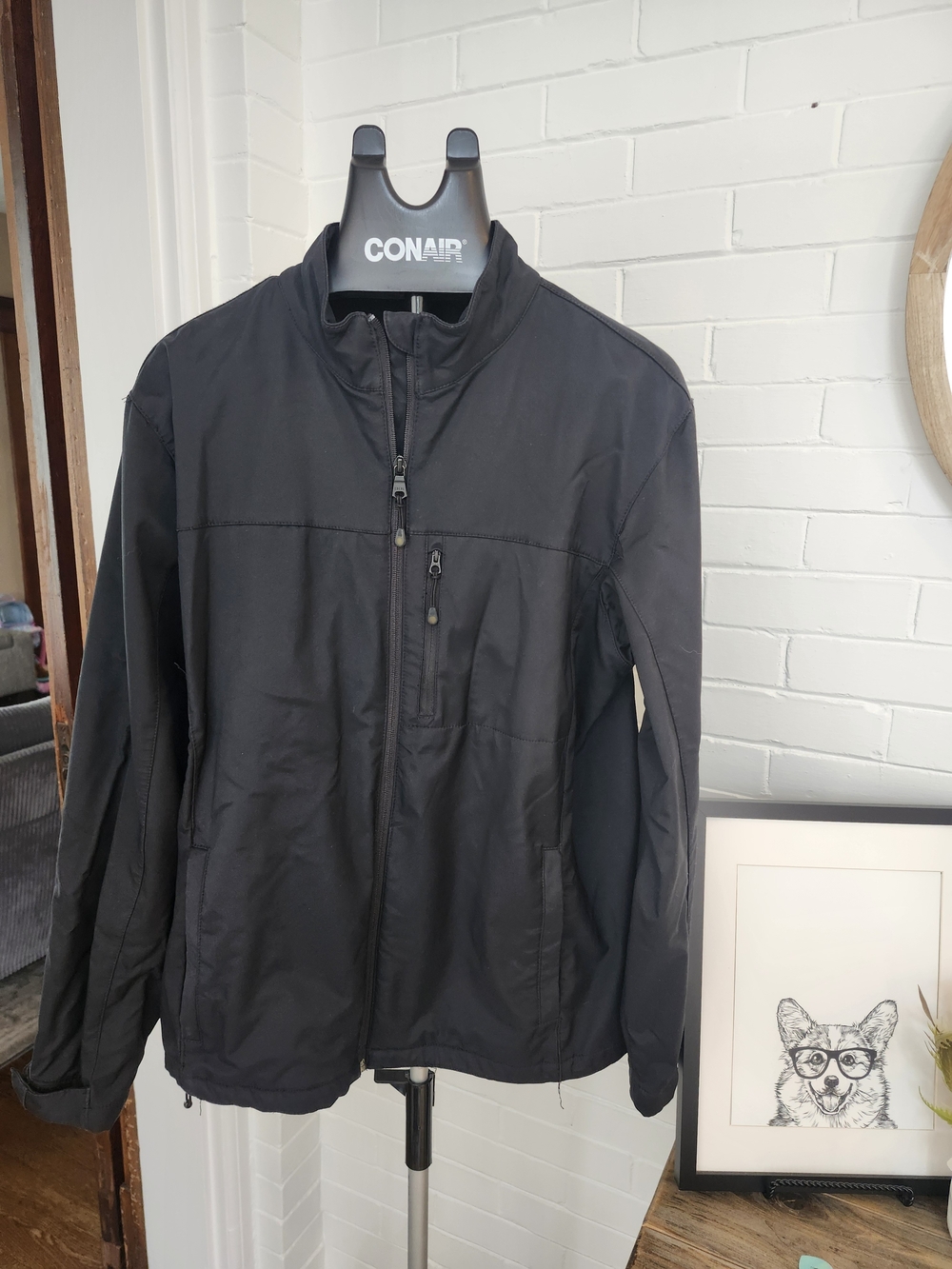 Men's Black Full-Zip Lightweight Jacket, Large